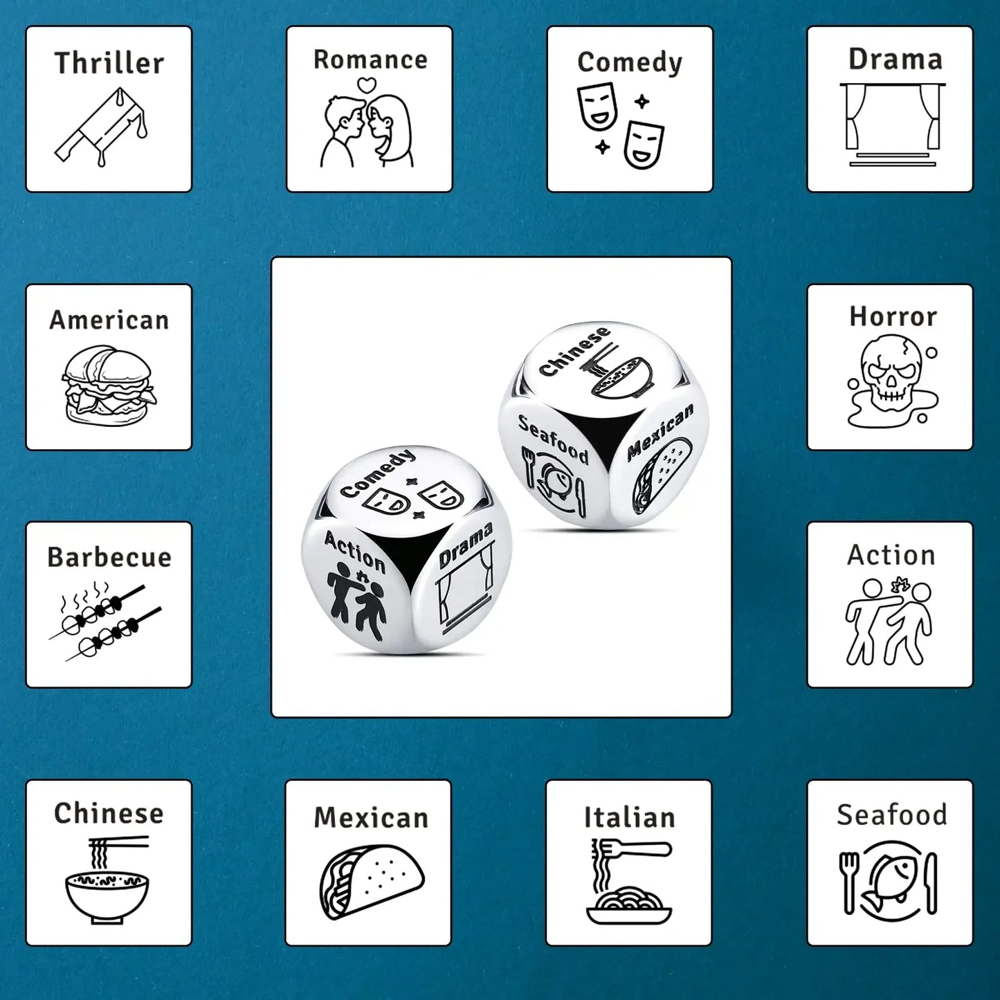 Movie & Food Decision Dice